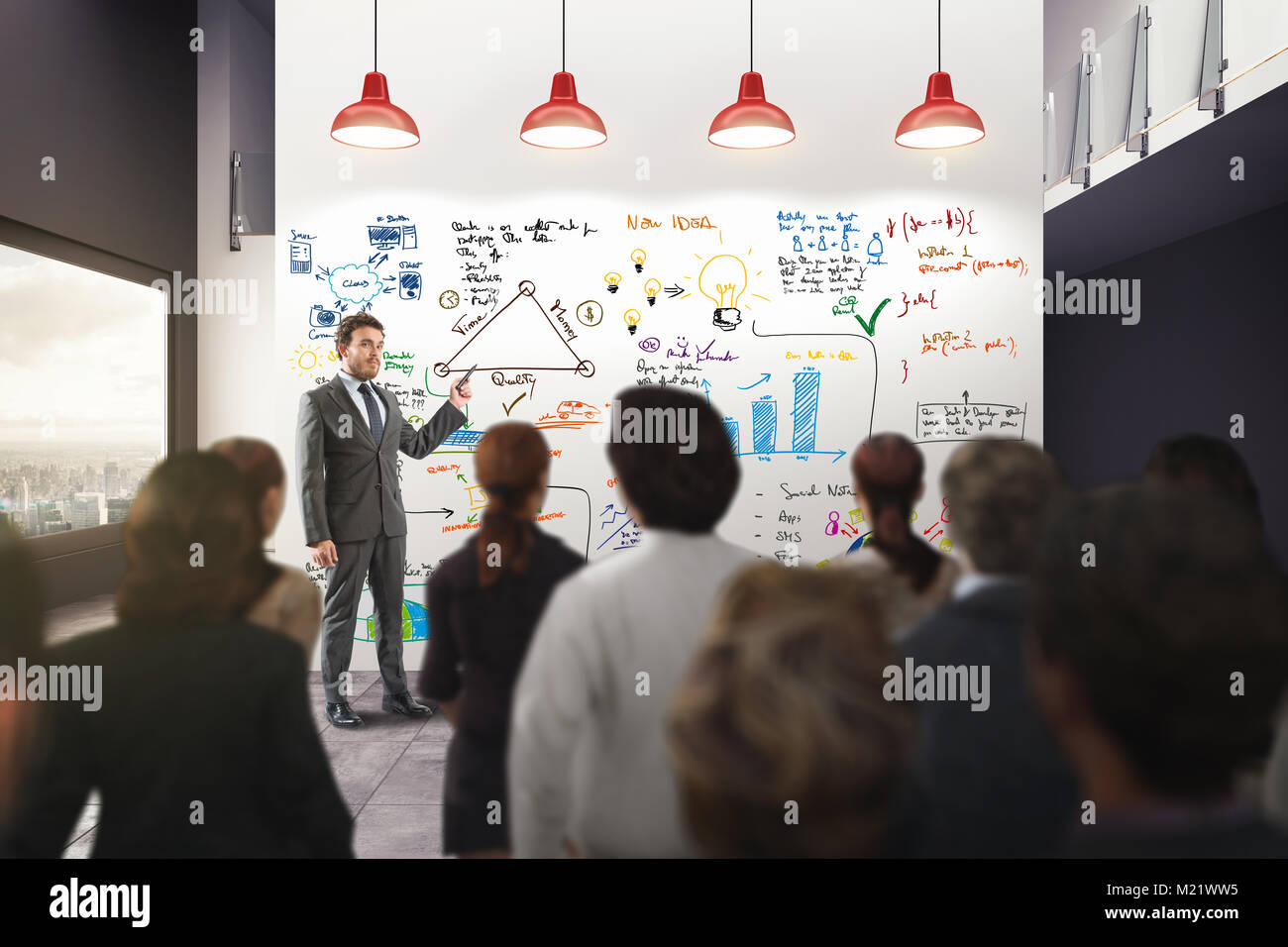 Business Analyse in einem Büro. 3D-Rendering Stockfoto