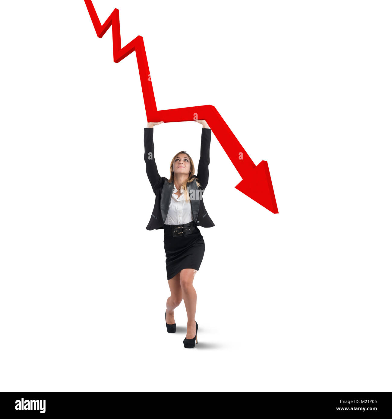 Geschäftsfrau hilft Statistiken Stockfoto