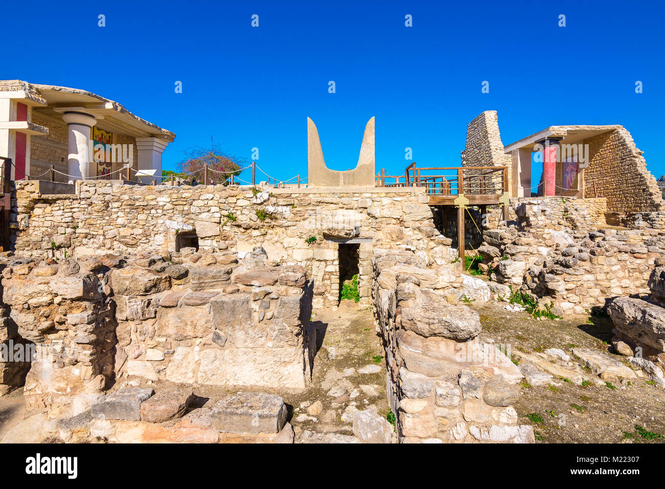 Alte Mauern von Knossos Palast in der Nähe von Heraklion, Kreta, Griechenland Stockfoto