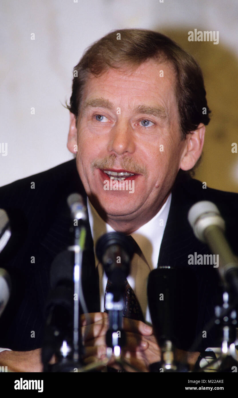 Der tschechische Präsident Vaclav Havel, die in Schweden für Staatsbesuch. 1991 Stockfoto