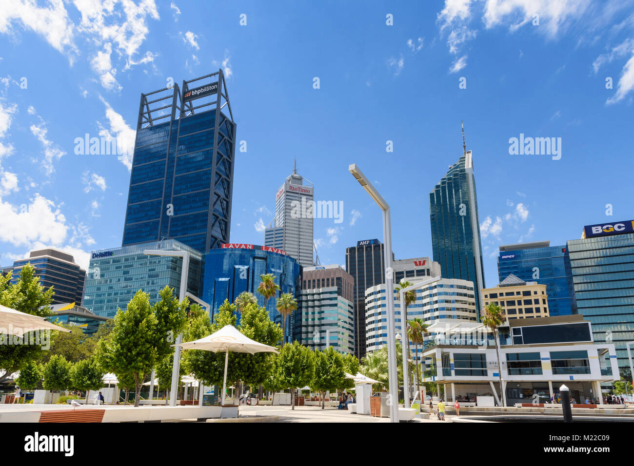 Perth Stadtbild gesehen von der Elizabeth Street, Perth, Western Australia, Australien Stockfoto