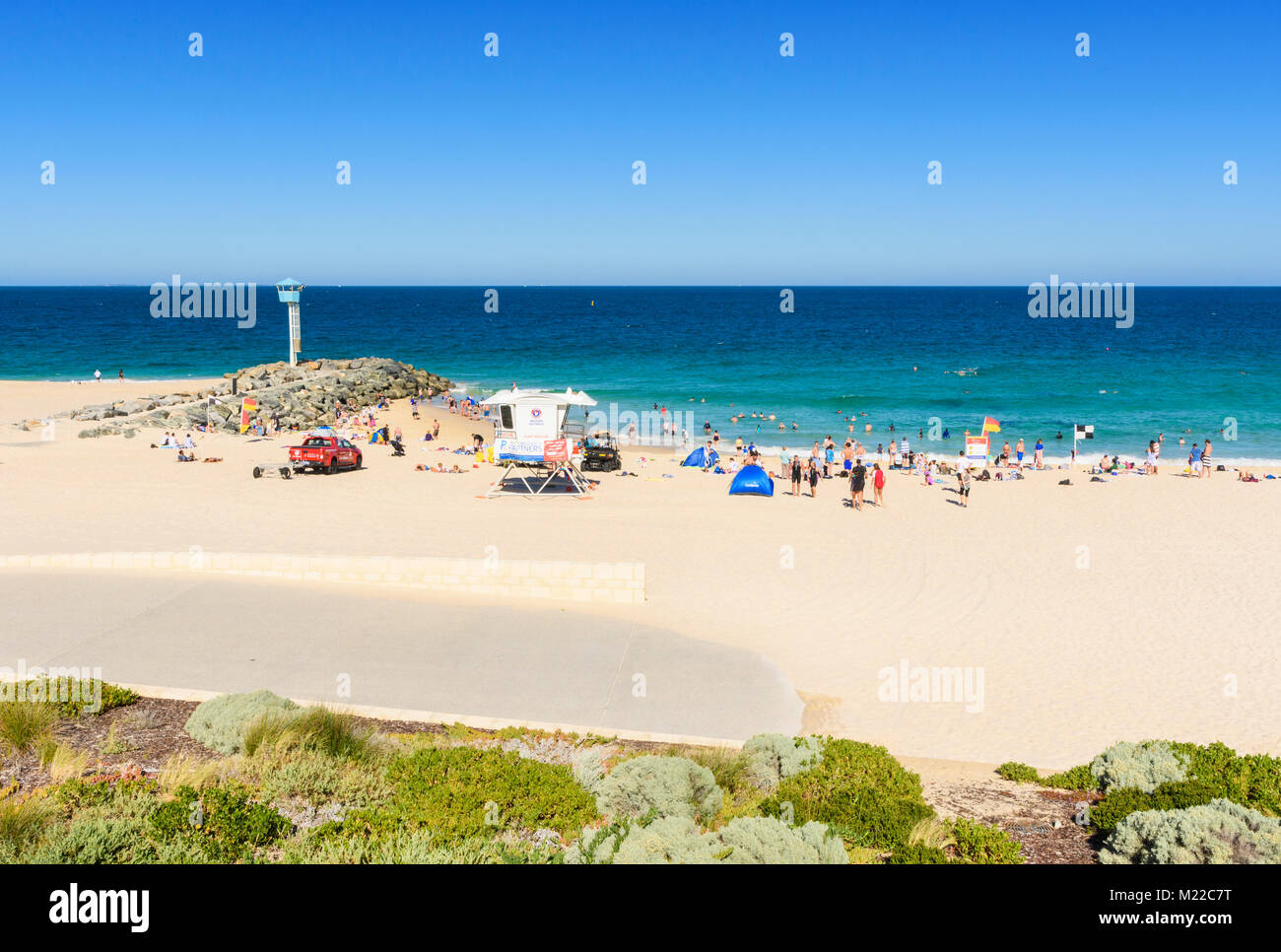 Die beliebten Surf Life Saver Stadt patrouillierten Strand, Stadtzentrum, Strand, Perth, Western Australia Stockfoto
