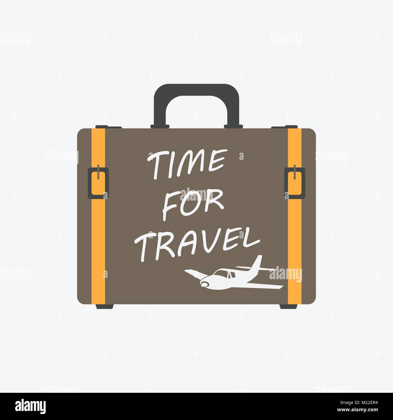 Zeit für Travel Concept flachbild Vector Illustration. Koffer für Tourismus, Reise, Reise, Tour, Reise, Sommerurlaub. Stock Vektor