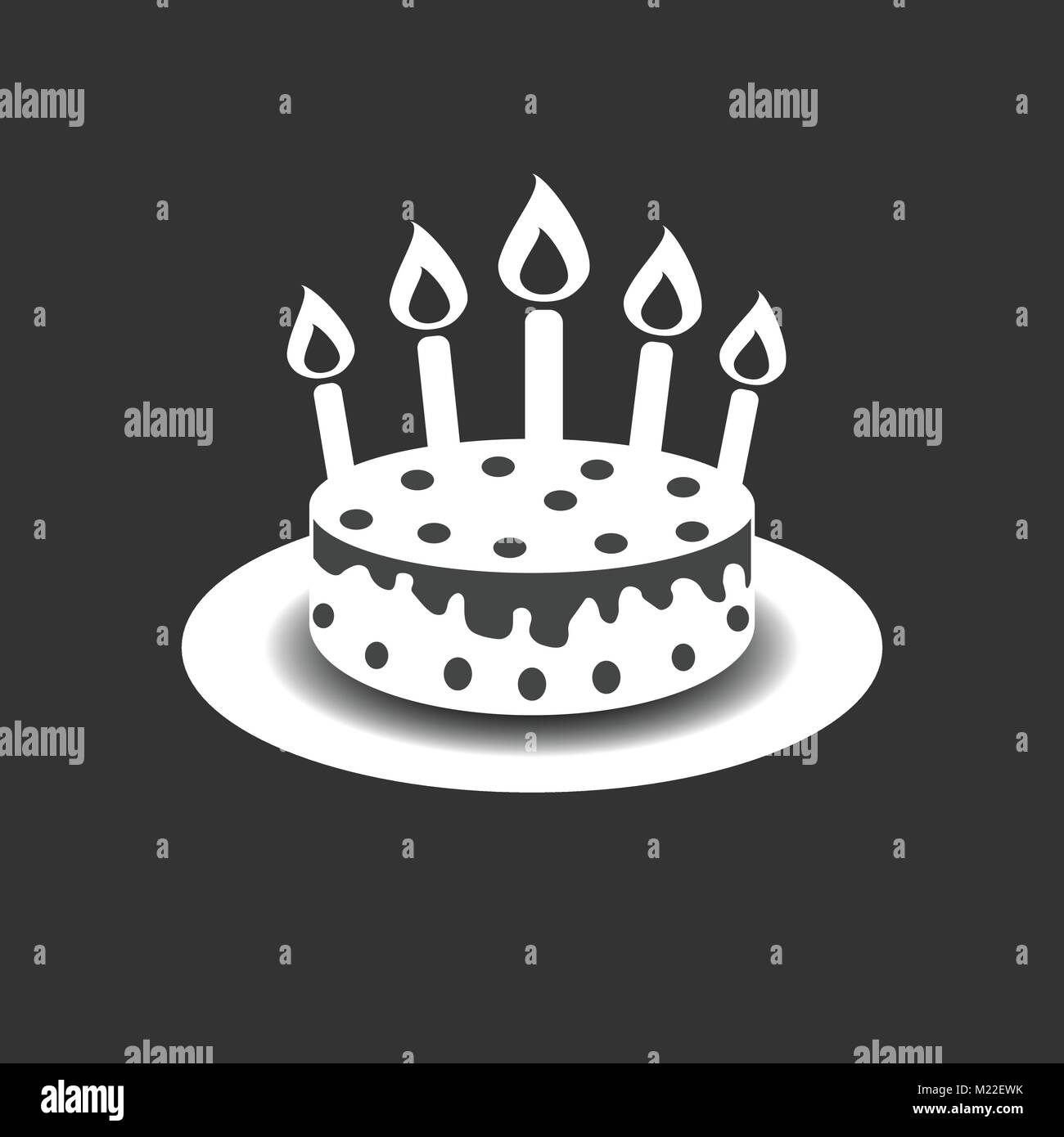 Geburtstag Kuchen mit brennenden Kerzen Piktogramm icon. Einfache Piktogramm für Feier, Marketing, Internet Konzept auf schwarzem Hintergrund. Trendigen, modernen Ve Stock Vektor