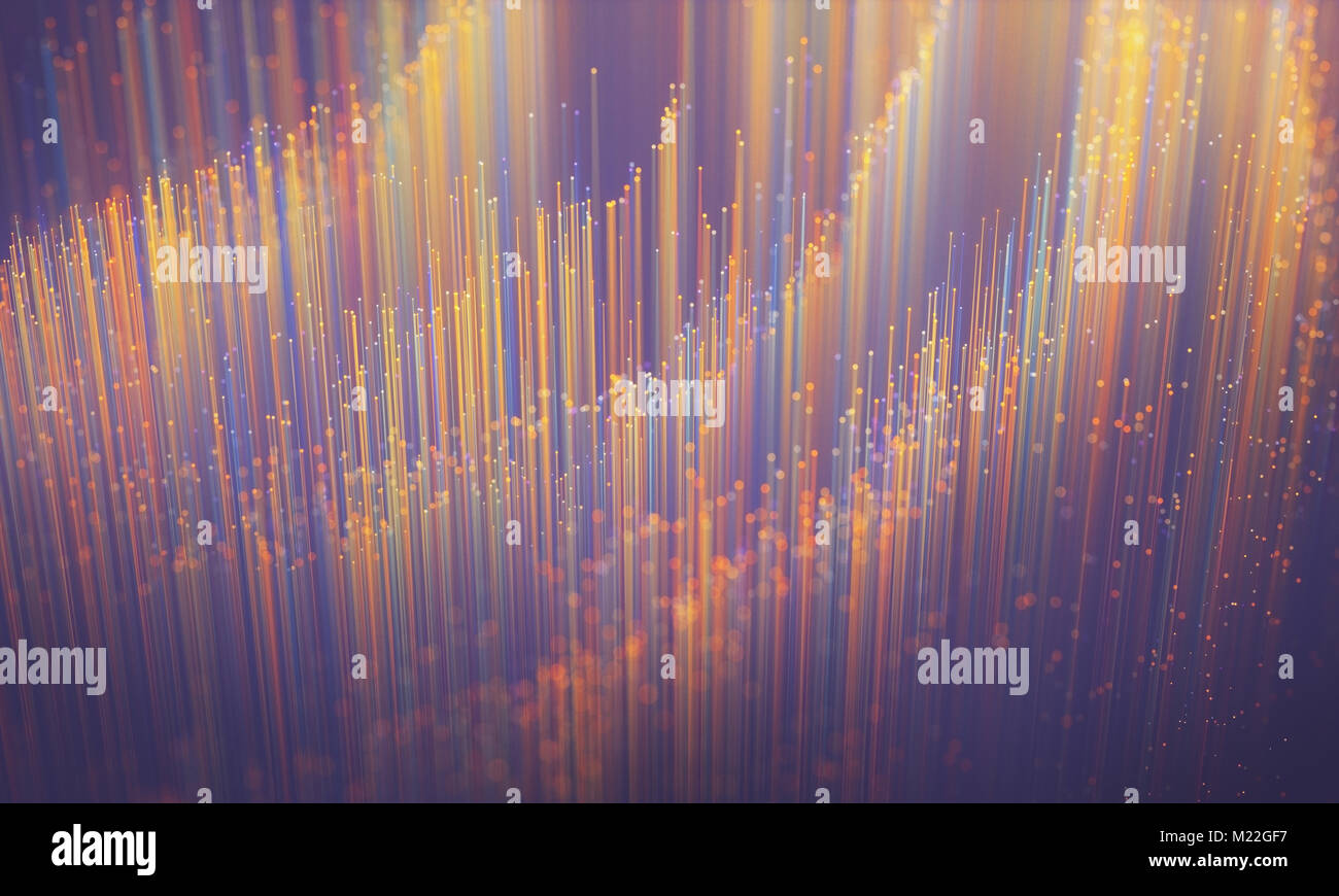 Farbige Glasfaser, Hintergrundbild, Technologie Konzept der Datenübertragung und Kommunikation. Stockfoto