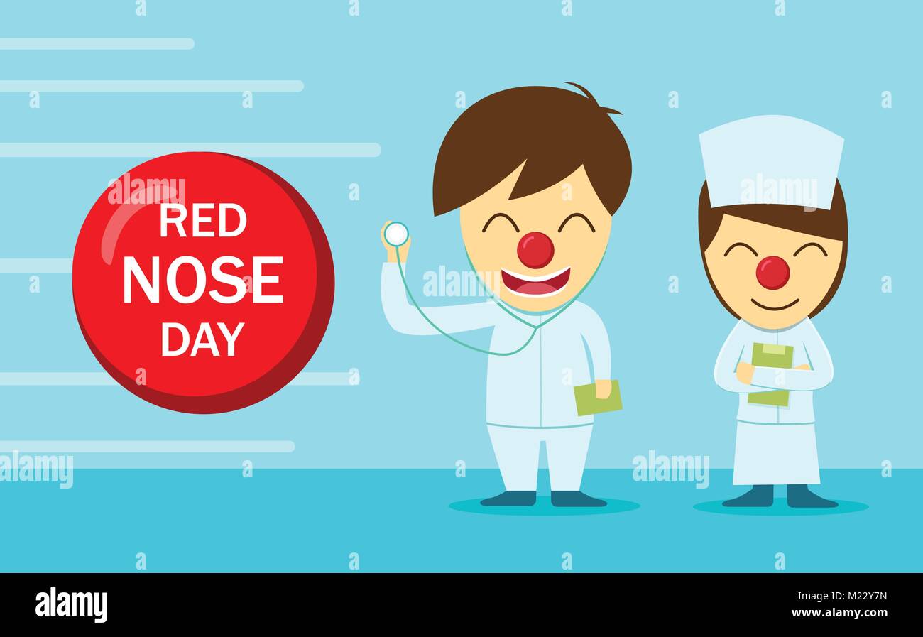 Arzt und Krankenschwester in red nose day, vector art design Stock Vektor