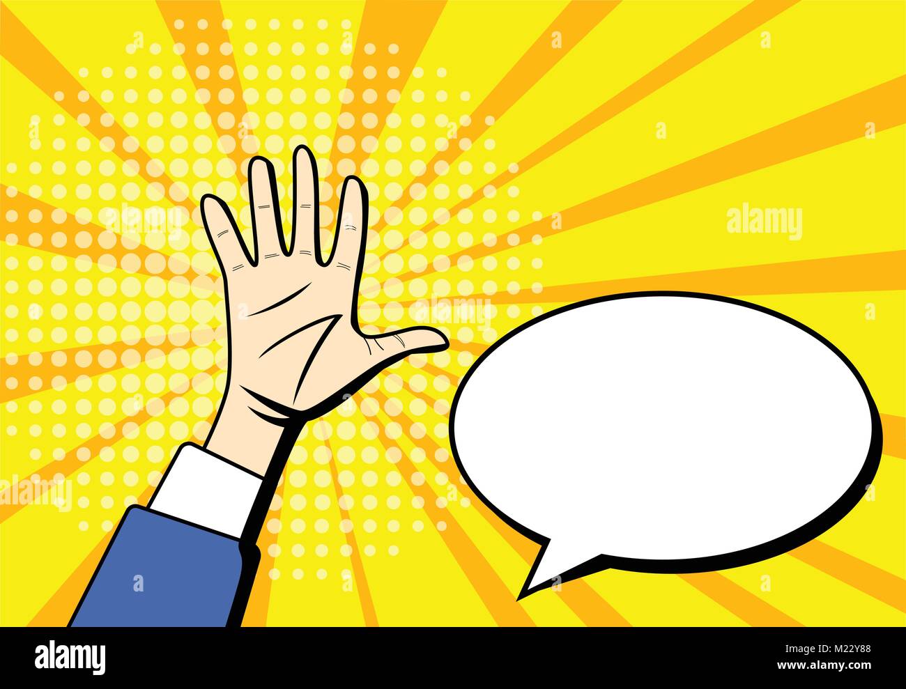 Pop Art erhobenen Händen mit leerer Raum, vektor design Stock Vektor