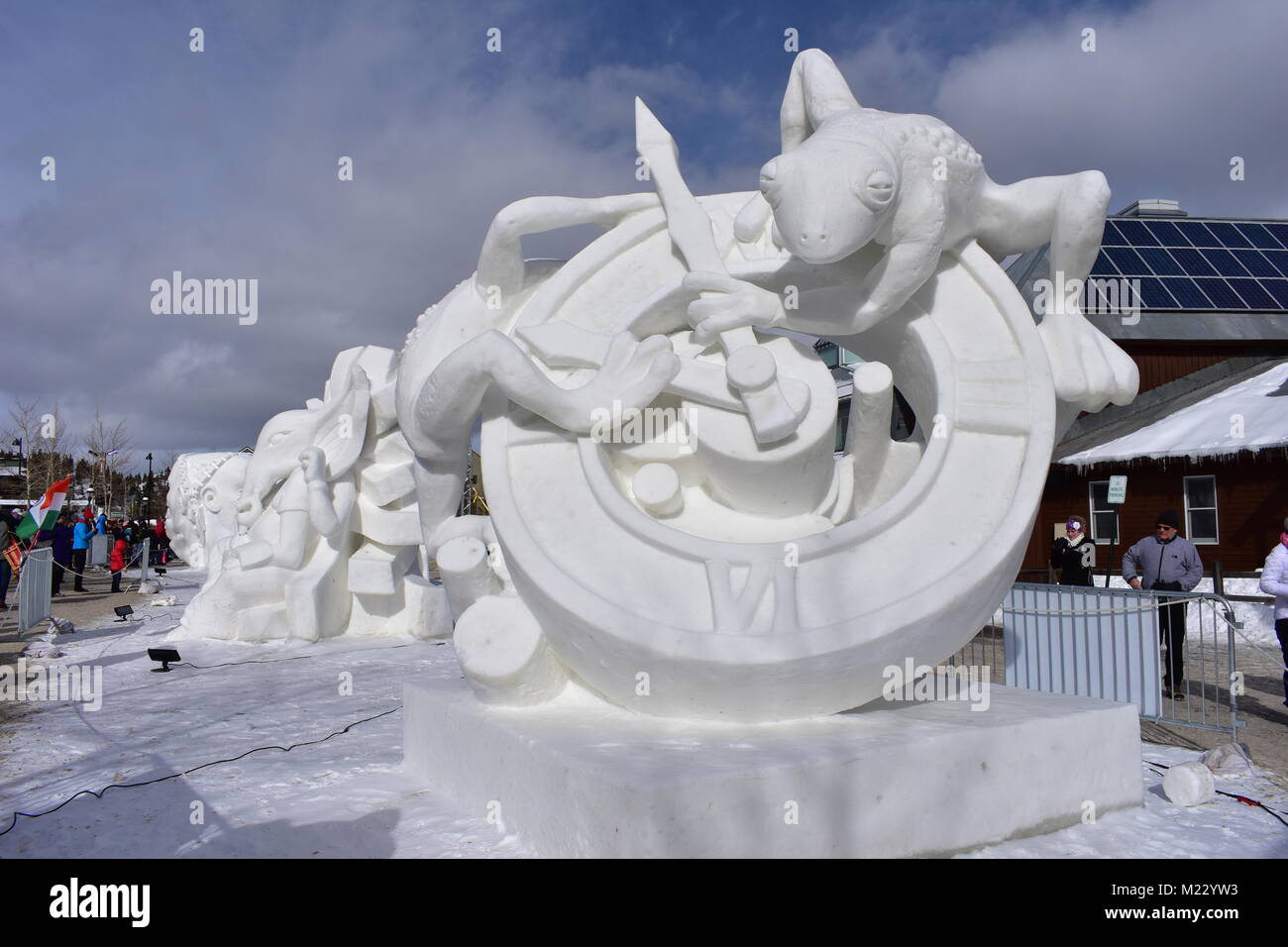 Breckenridge, Colorado, USA: Jan 28, 2018: Zeit Schnee Skulptur Meisterschaft durch Team Mongolei Stockfoto