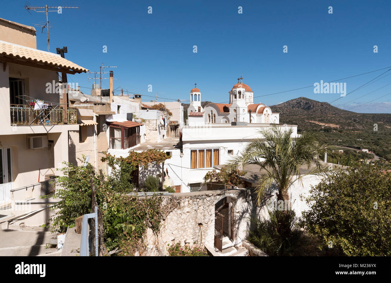 St. George Kirche in Kritsa, Kreta, Griechenland, Oktober 2017. Die Kirche wird auf den unteren Hang des Dikti Berge, Ost Kreta. Stockfoto