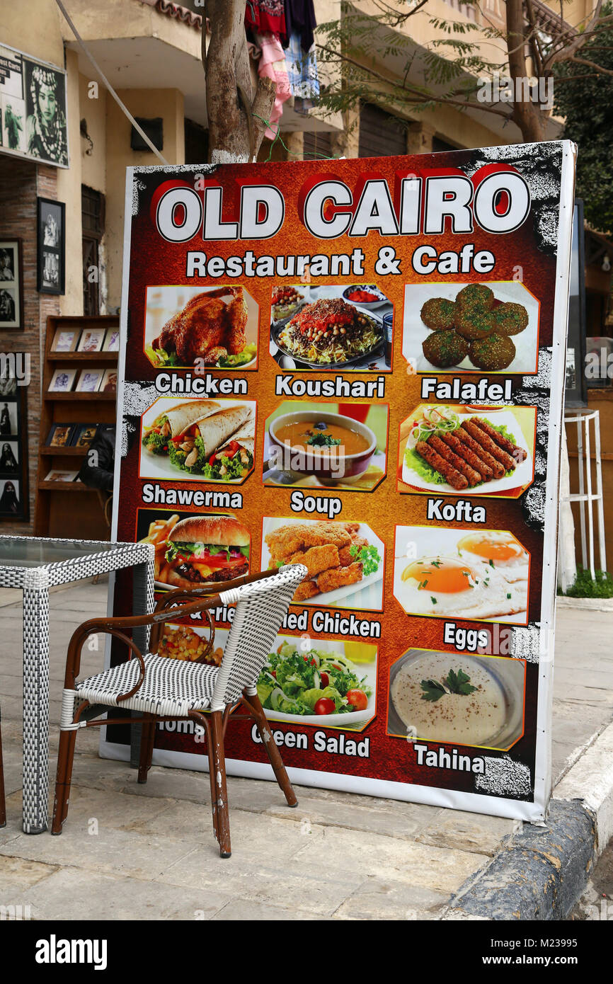 Alte Kairo Restaurant Menü in Kairo, Ägypten Stockfoto