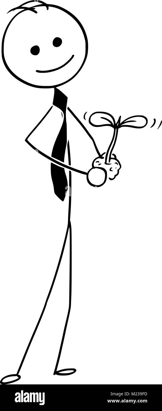 Cartoon von Geschäftsmann mit Anlage in der Hand Stock Vektor