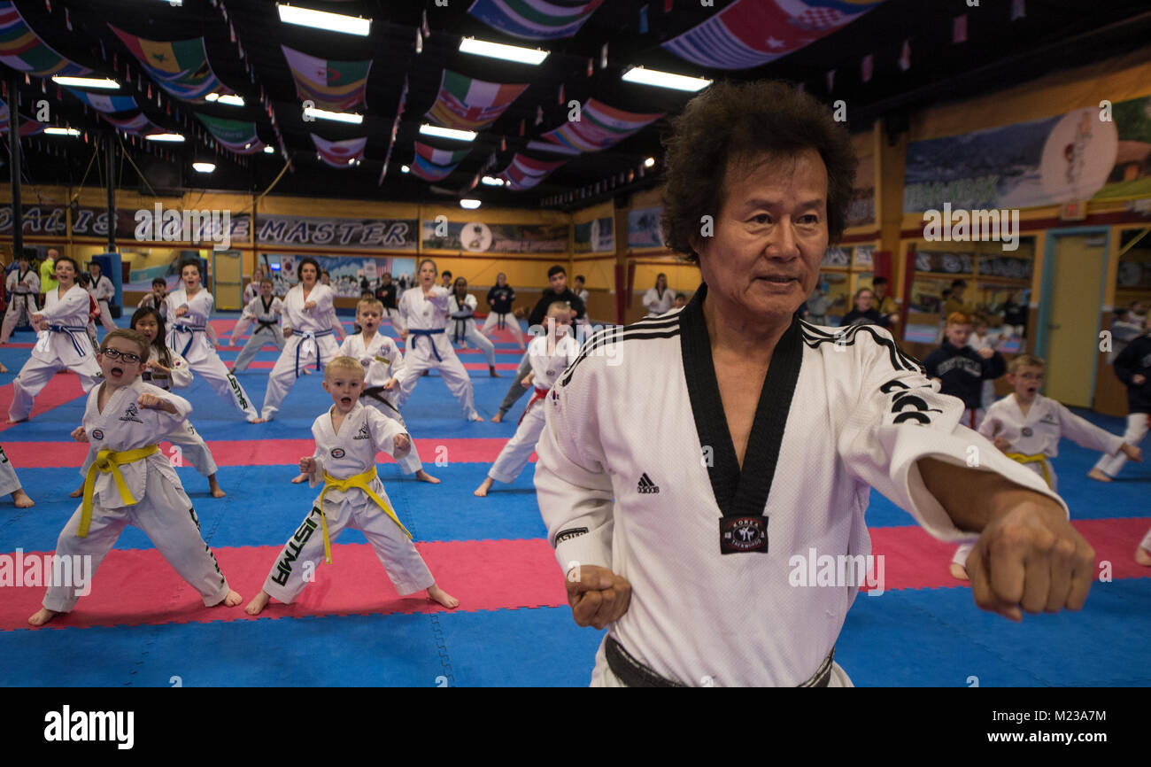 Usa: Jän. 29, 2018: Grand Master Eung Gil Choi wuchs in Tainan City, Südkorea, das Hosting ist bei mehreren Olympischen Veranstaltungen und ist Stockfoto