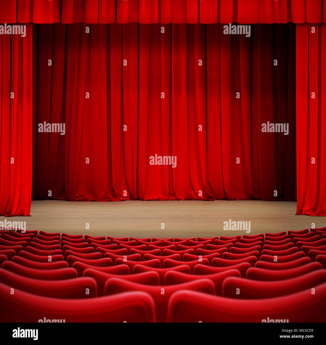 Theater Vorhang auf der Bühne mit roten Sitze 3 Abbildung d Stockfoto