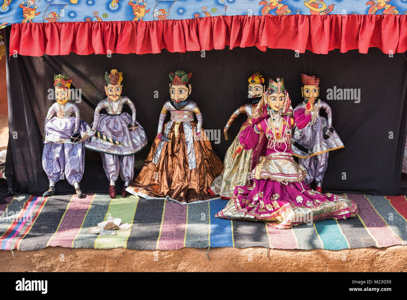 Kathputli, Rajasthani string Puppet Theatre, Udaipur, Rajasthan, Indien Stockfoto