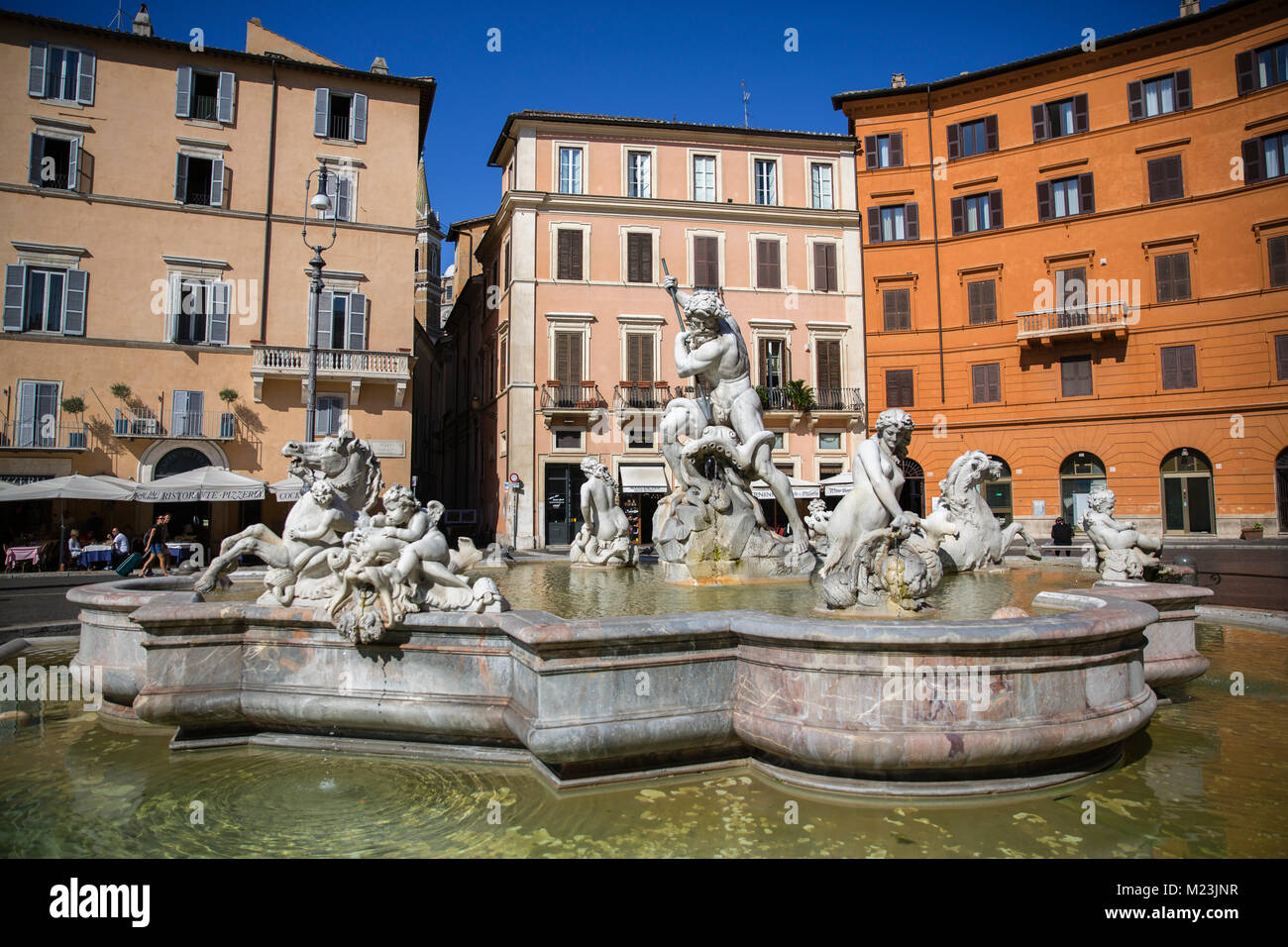 Neptunbrunnen auf der Piazza Navona, Rom, Italien Stockfoto