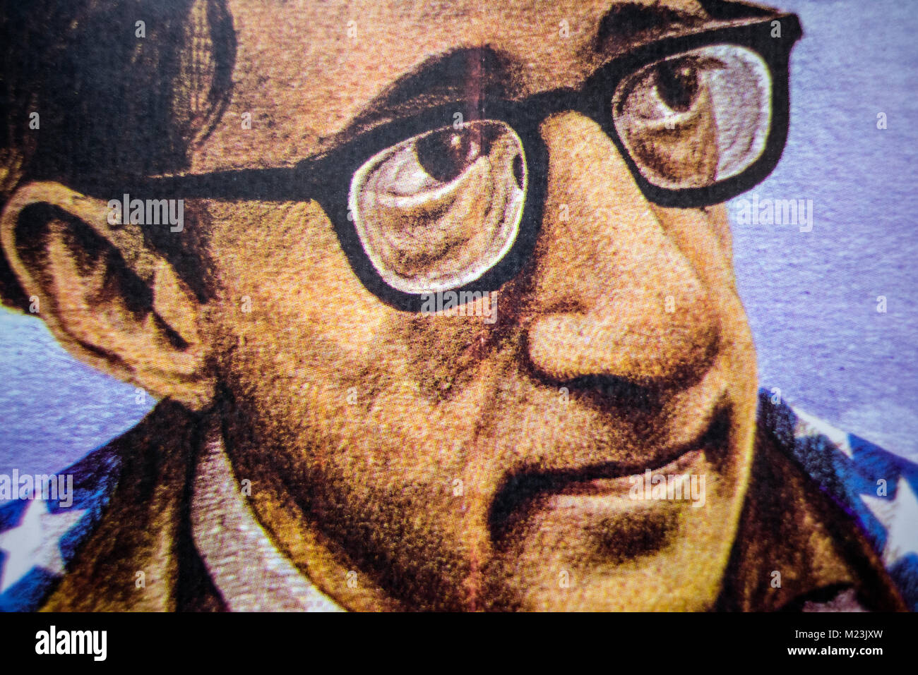 Ausstellung von Vintage Film Poster der jugoslawischen Zeit in Belgrad, Serbien, am 17. Dezember 2017. Ein Plakat für einen Film, in der Hauptrolle und Regie von Woody Allen. Stockfoto