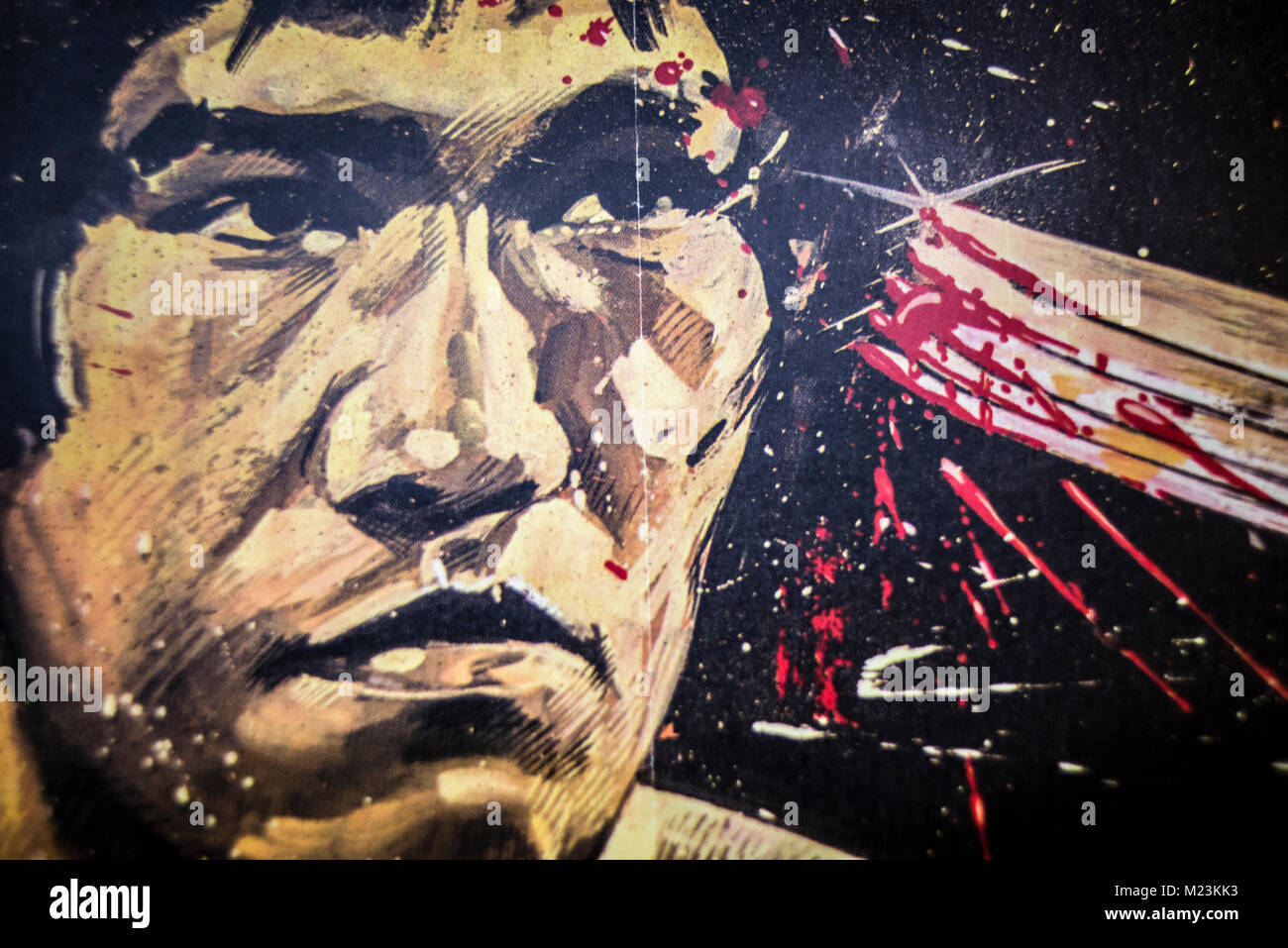 Ausstellung von Vintage Film Poster der jugoslawischen Zeit in Belgrad, Serbien, am 17. Dezember 2017. Stockfoto