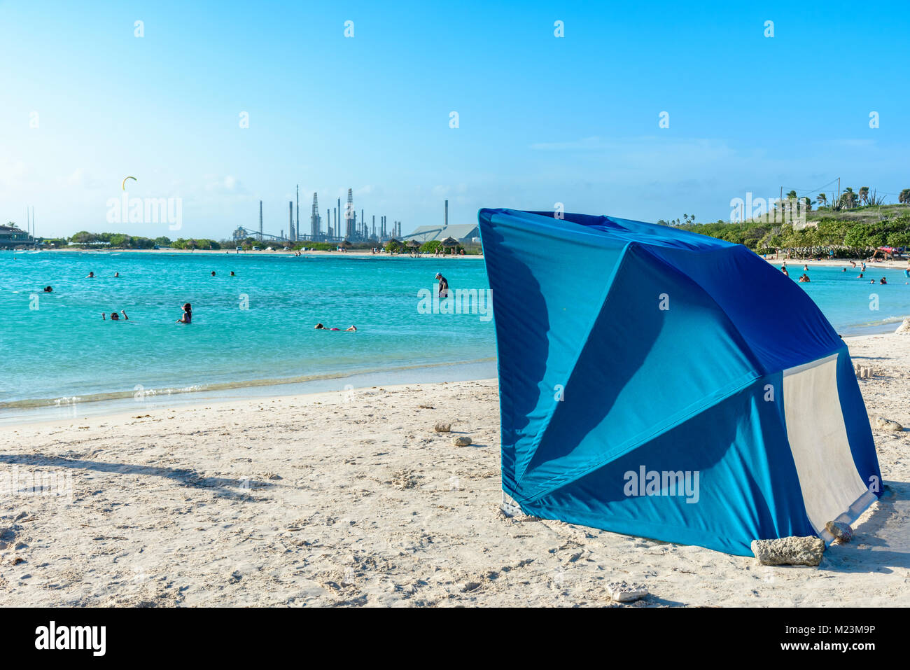 Blick von der schönen Babu Beach in Aruba. Stockfoto