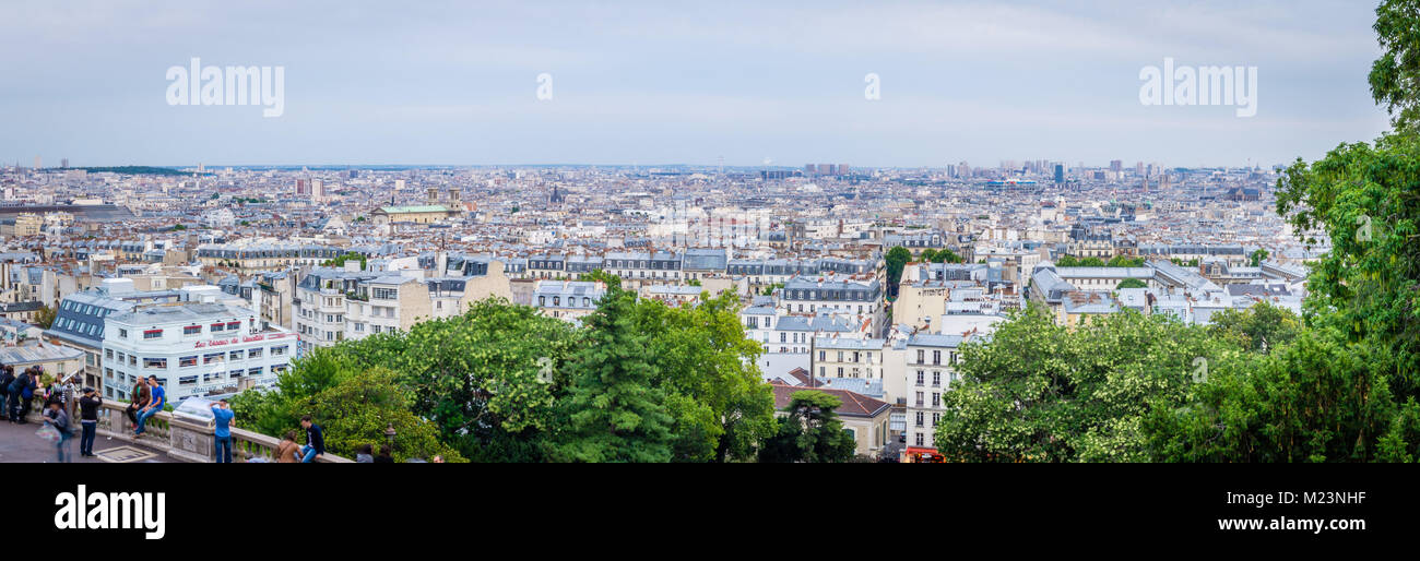 Panorama von Paris von Montmartre Hügel in Frankreich gesehen Stockfoto Panorama von Paris von Montmartre Hügel in Frankreich gesehen Stockfoto