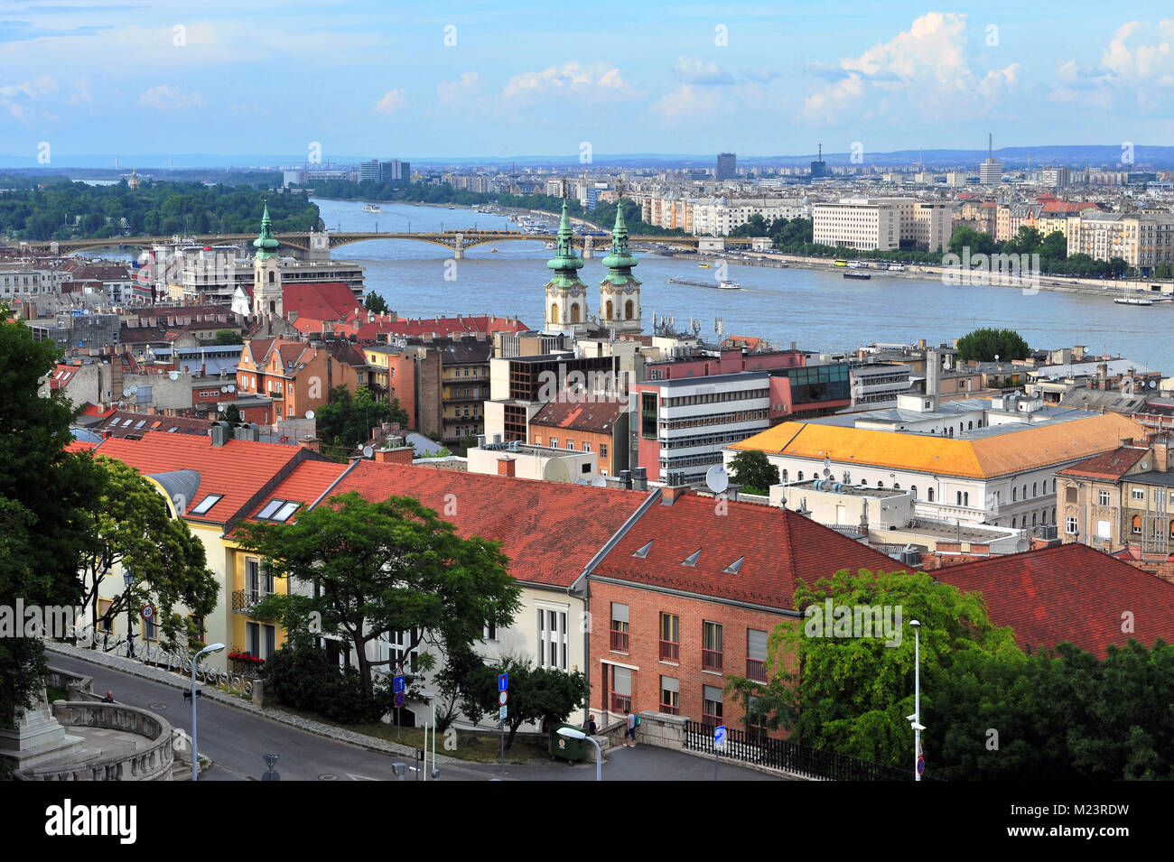 Blick von oben auf die Skyline von Budapest, Ungarn Stockfoto