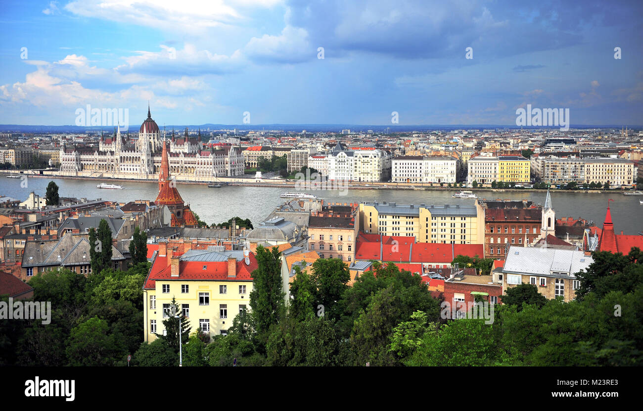 Panoramablick auf die Stadt Budapest, Ungarn Stockfoto
