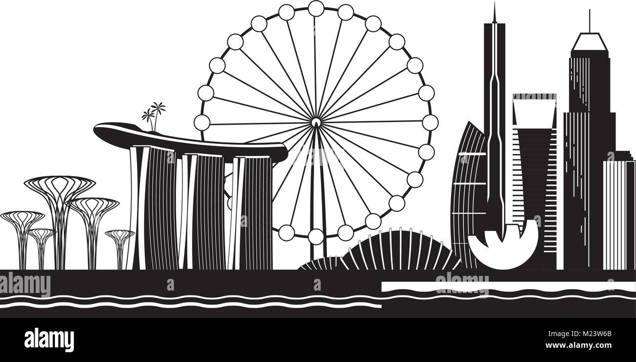 Singapur Stadtbild von Tag-Vector Illustration Stock Vektor
