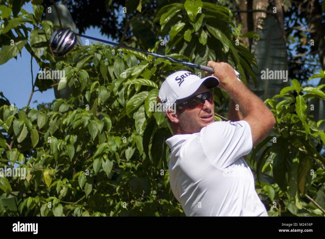 Shah Alam, Kuala Lumpur, Malaysia. 4 Feb, 2018. Ryan Fox ist eine Aufnahme von Loch 6 Am letzten Tag der Maybank Meisterschaft 2018. Die Maybank Meisterschaft 2018 golf event vom 1. bis 4. Februar ist am Saujana Golf & Country Club bewirtet wird. Credit: Faris Hadziq/SOPA/ZUMA Draht/Alamy leben Nachrichten Stockfoto