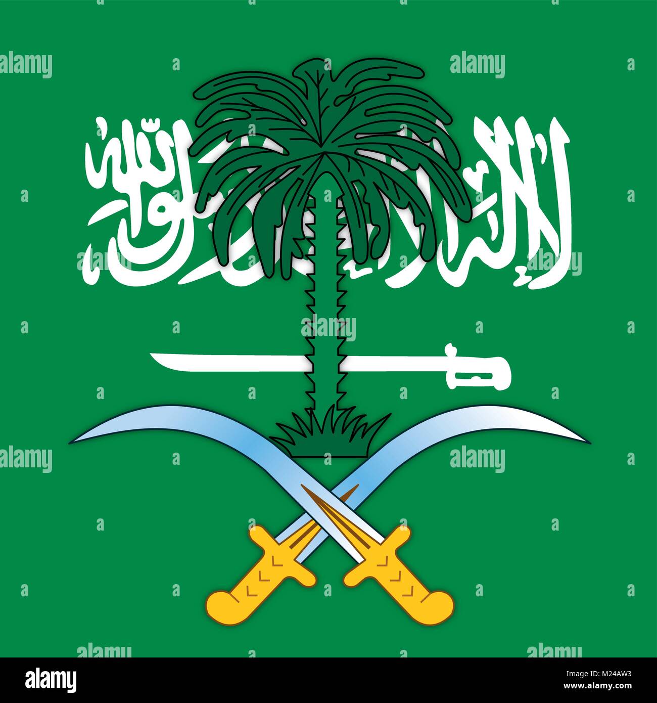 Saudi-arabien Wappen und Flagge, offiziellen Symbole der Nation Stock Vektor