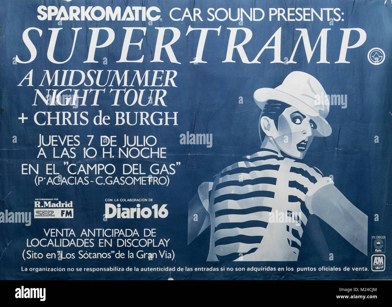 Supertramp a Midsummer Night Tour in Madrid 1983. Musical Konzert Poster Stockfoto