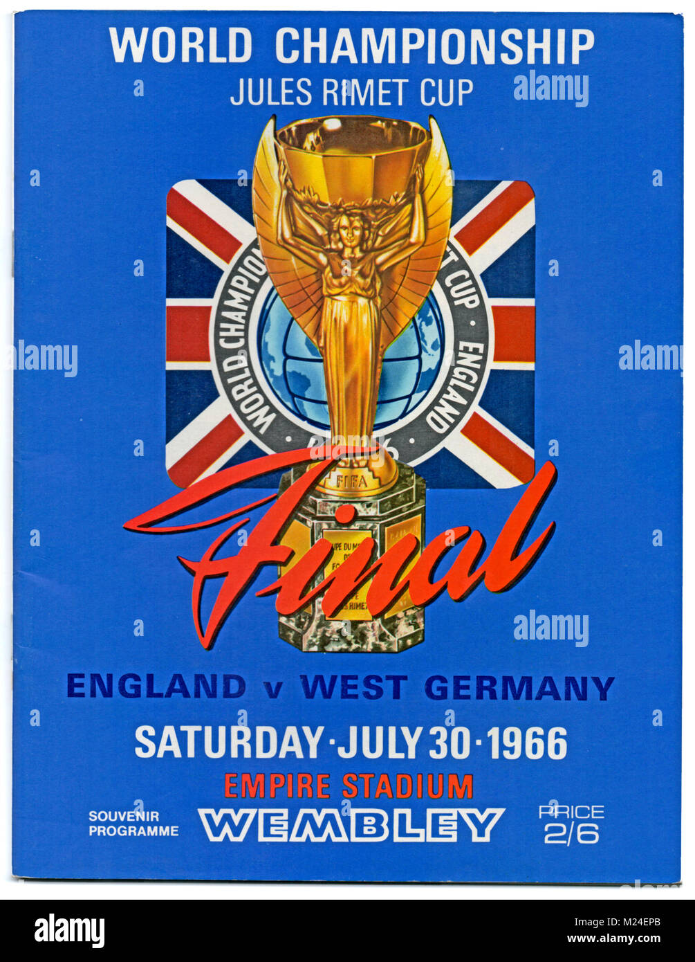 Fußball-Programm: 1966 World Cup, England v West Deutschland, den 30. Juli 1966. England gewann 4-2 nach Verlängerung. Stockfoto