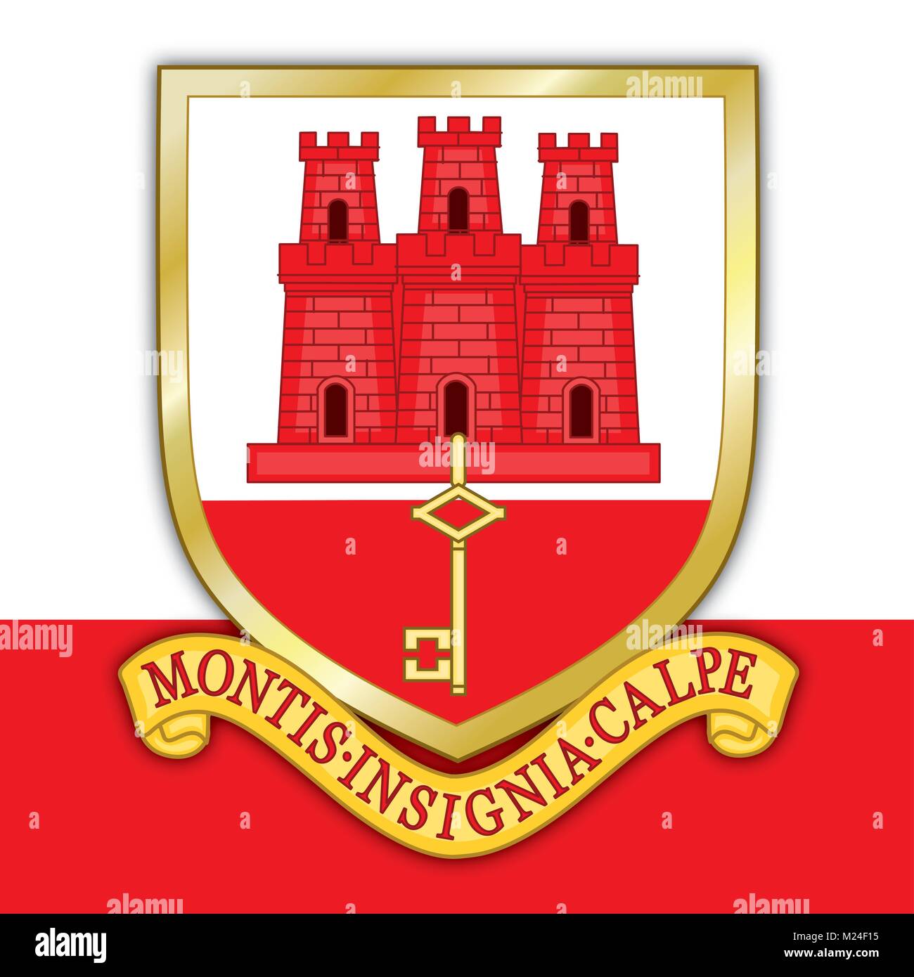 Gibraltar Wappen und Flagge, offiziellen Symbole der Nation Stock Vektor
