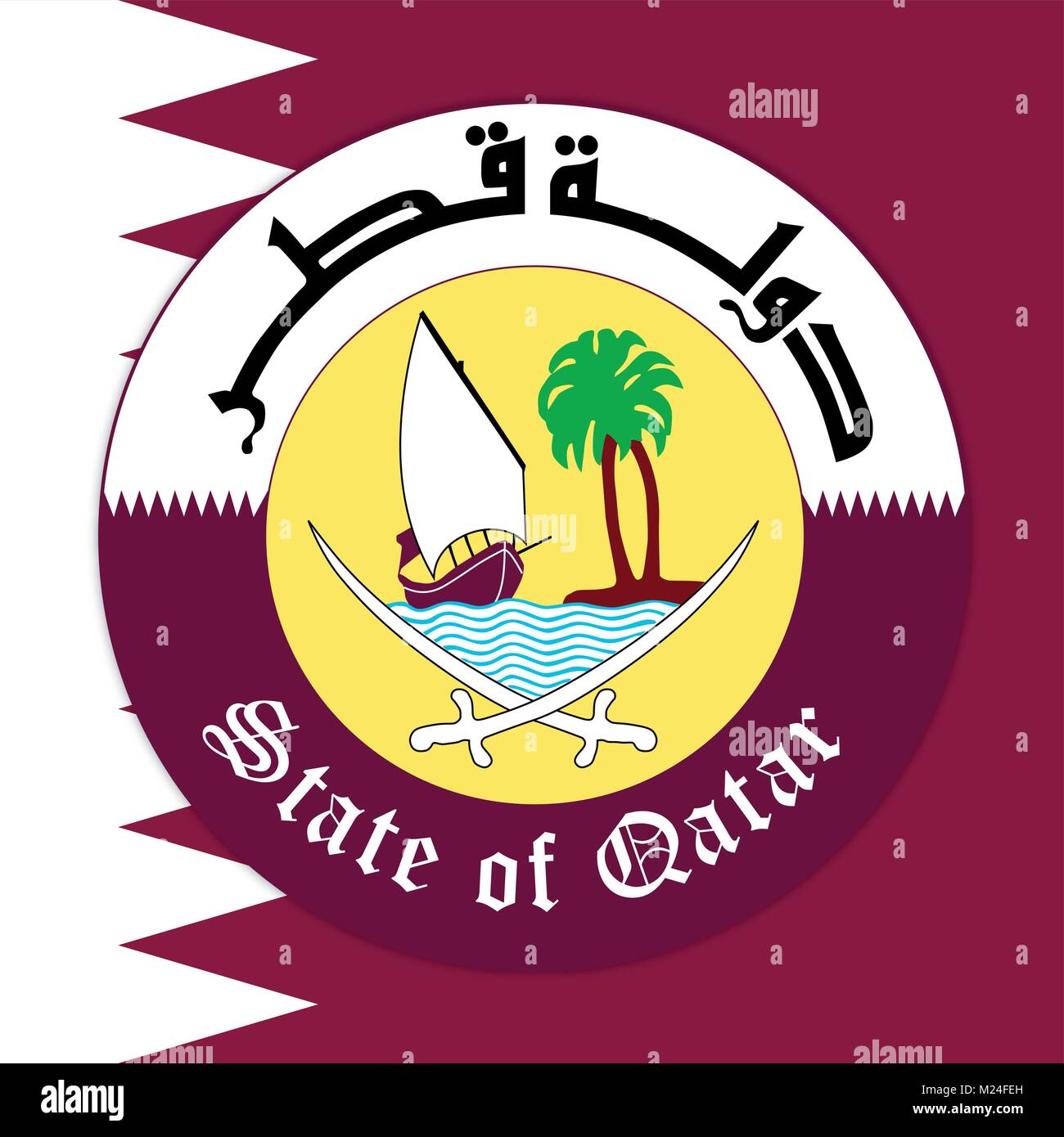 Katar Wappen und Flagge, offiziellen Symbole der Nation Stock Vektor