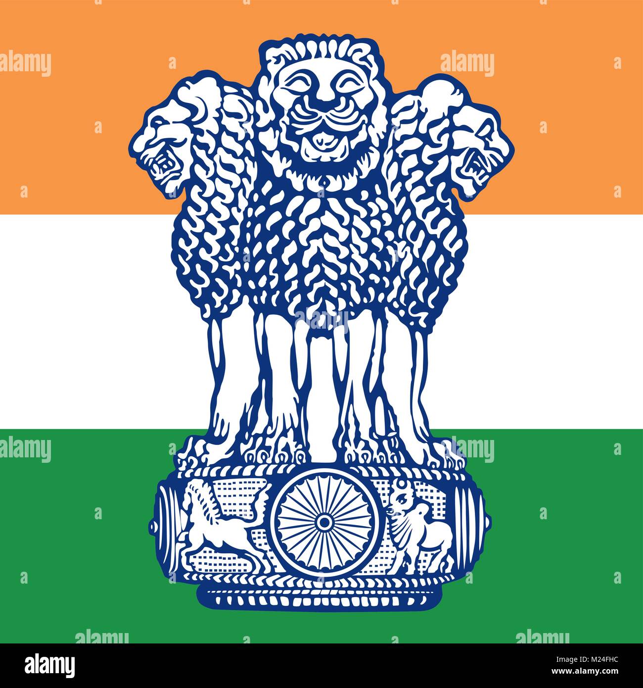 Indien Wappen und Flagge, offiziellen Symbole der Nation Stock Vektor