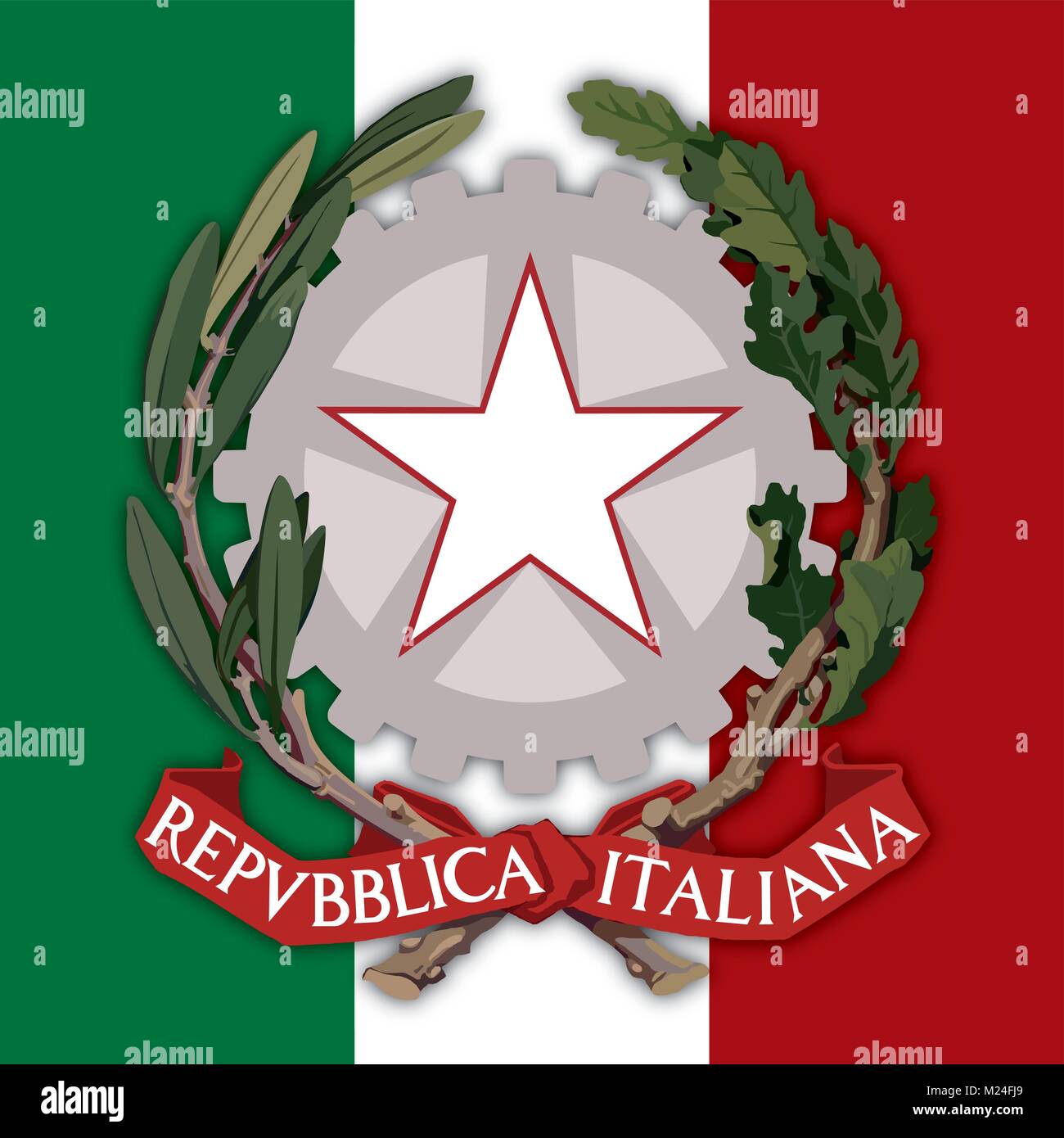 Italien Wappen und Flagge, offiziellen Symbole der Nation  Stock-Vektorgrafik - Alamy