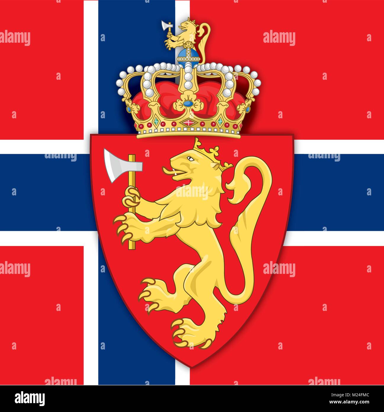 Norwegen Wappen und Flagge, Symbole des Landes Stock Vektor