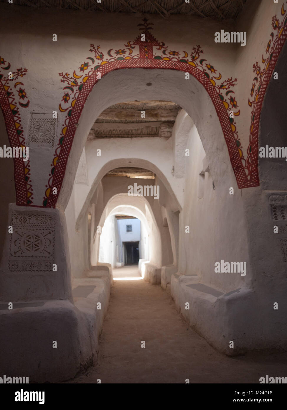 Gemälde an den Wänden von Ghadames Straßen Stockfoto