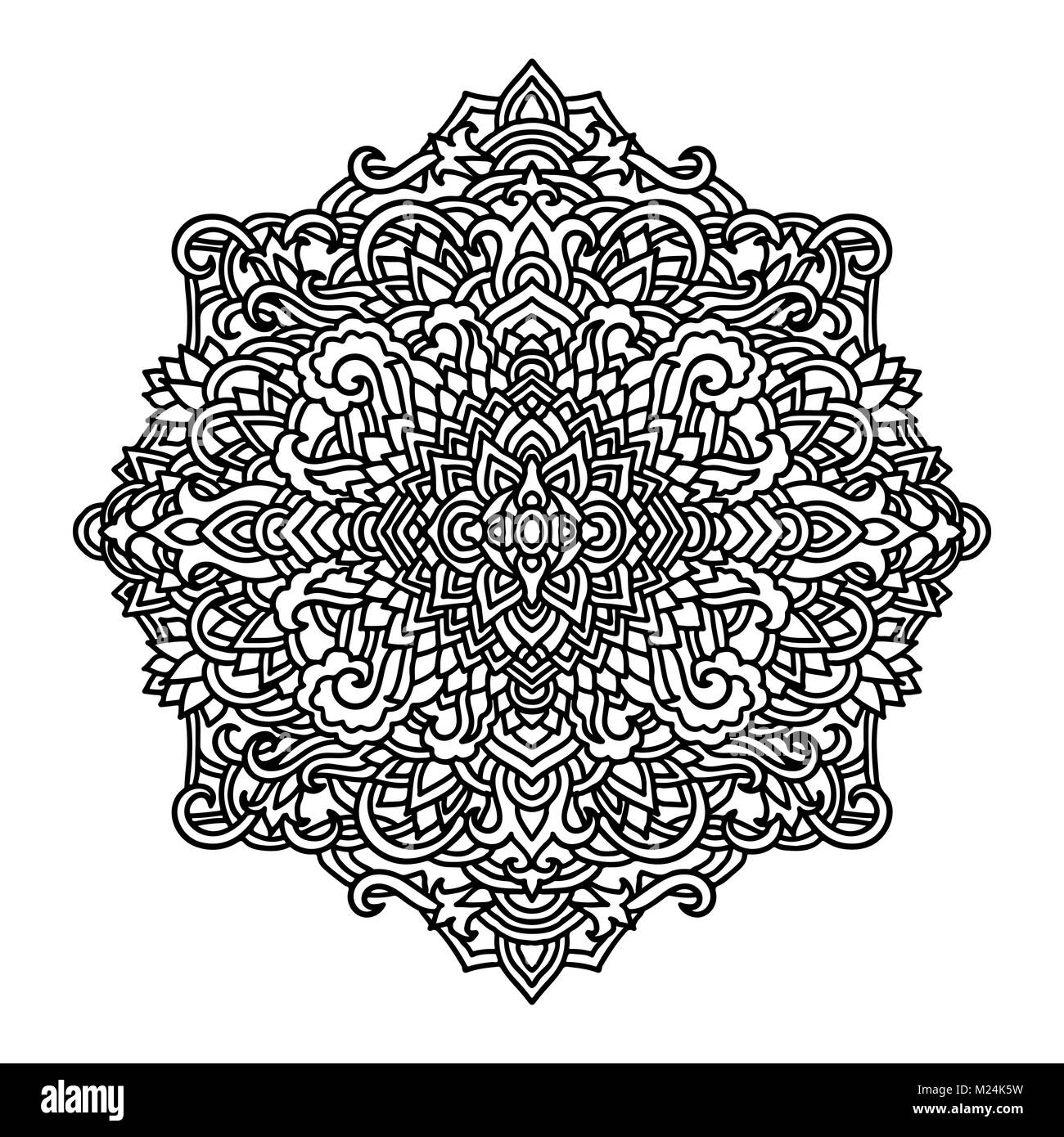 Abstrakte mandala Ornament. Asiatische Muster. Schwarze und weiße authentischen Hintergrund. Vector Illustration. Stock Vektor