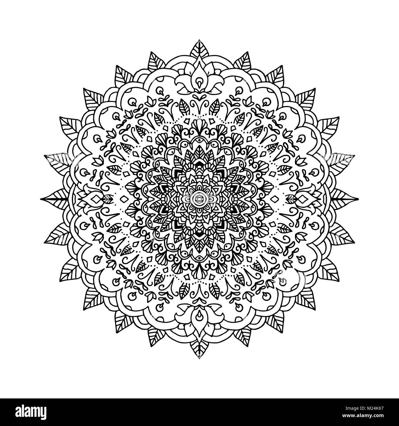 Abstrakte mandala Ornament. Asiatische Muster. Schwarze und weiße authentischen Hintergrund. Vector Illustration. Stock Vektor