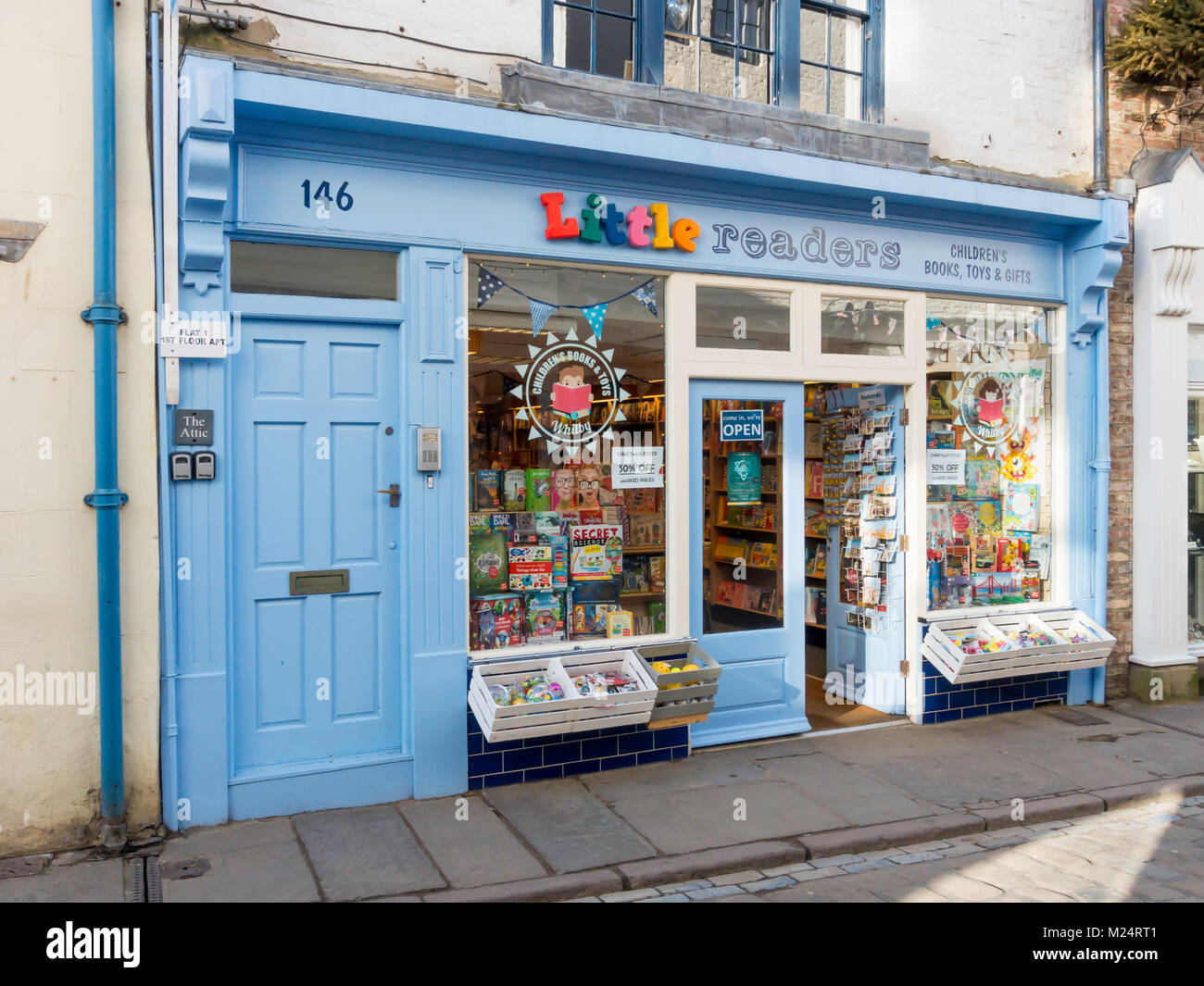 Wenig Reader's ist ein Kinderbuch und Toy Shop in der Church Street whitby, North Yorkshire England Stockfoto