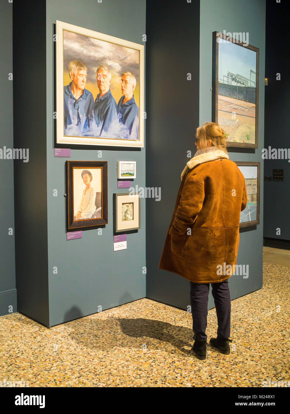 Eine Frau anzeigen Das neue Licht jährlichen Wettbewerb für Künstler aus dem Norden in der Kunstgalerie am Bowes Museum Barnard Castle Co Durham England Stockfoto