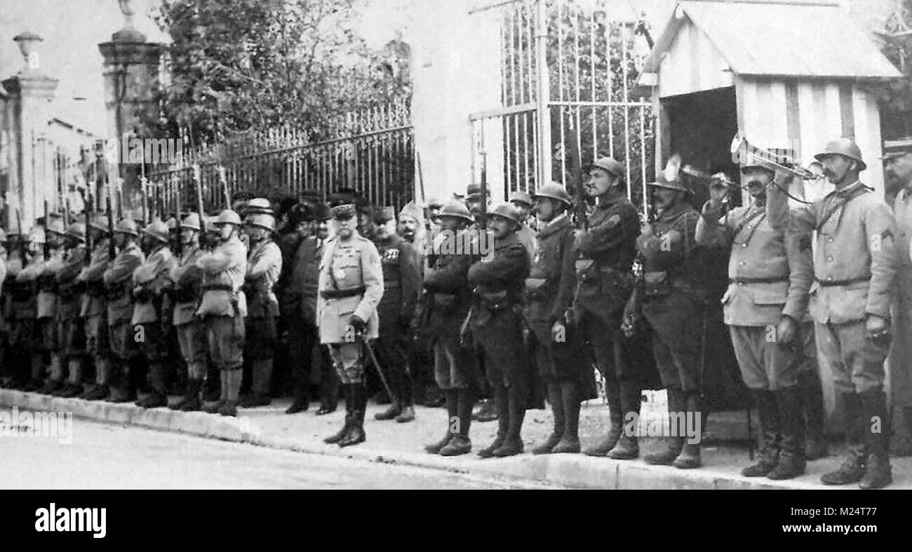 Erster Weltkrieg (1914-1918) aka Der Große Krieg oder Weltkrieg - Grabenkämpfe - WWI die französischen Truppen Montage vor der Schlacht Stockfoto