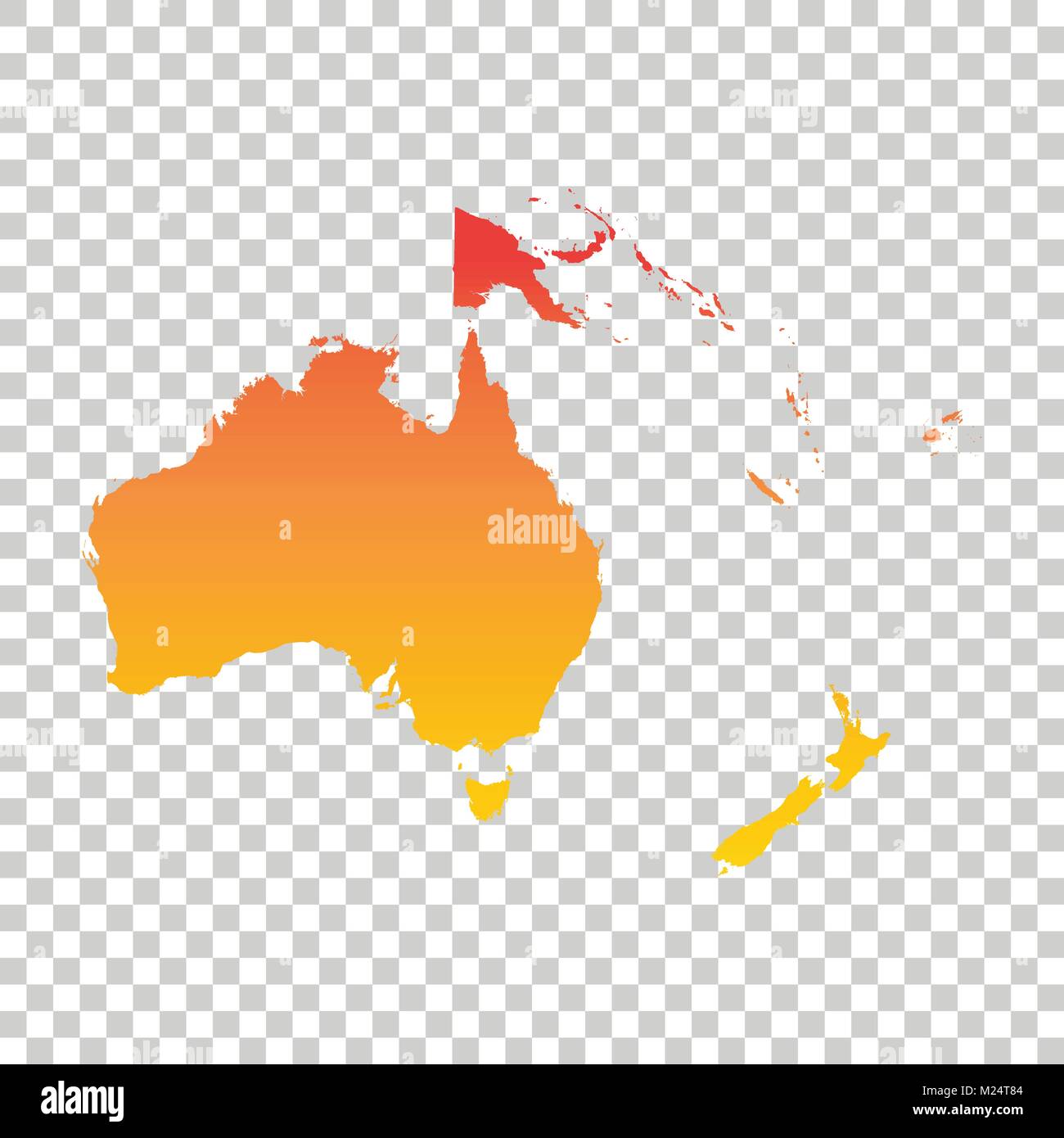 Australien und Ozeanien Karte. Bunte orange Vector Illustration Stock Vektor