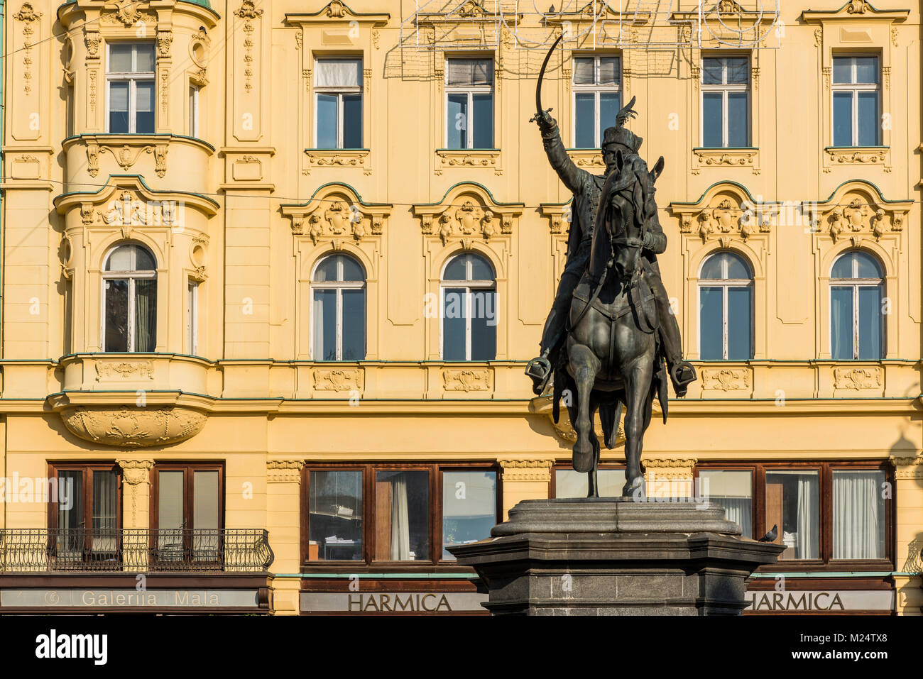 Ban Jelacic Statue, Ban Jelacic Platz, Zagreb, Kroatien Stockfoto