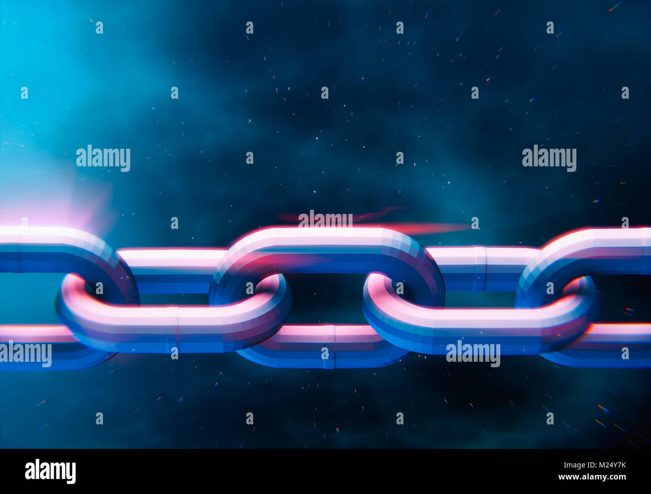 Kettenglied Ringe, Low Poly 3D-Darstellung Stockfoto