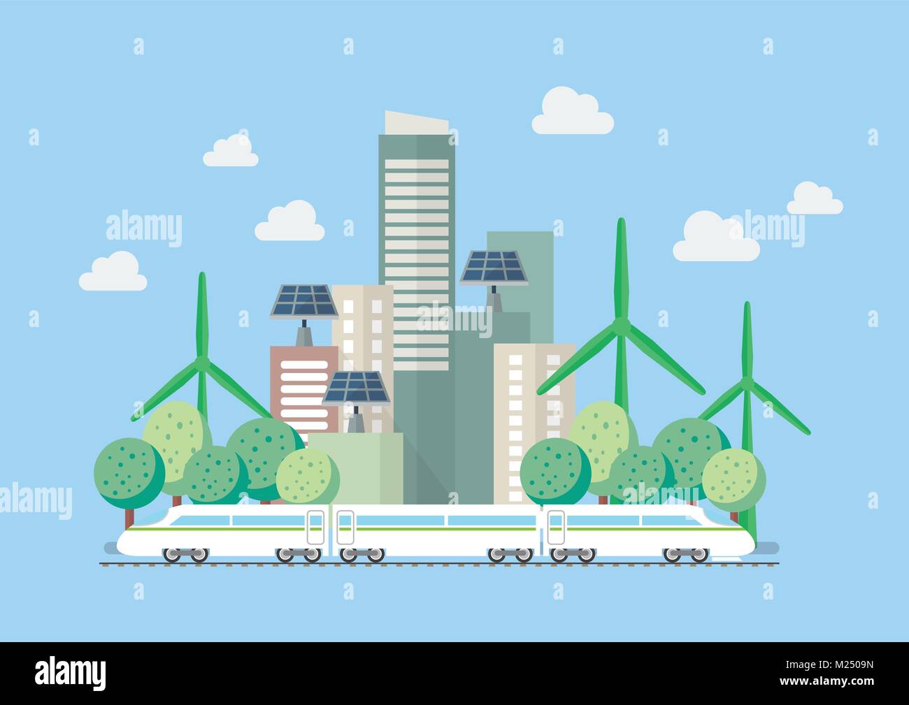 Eco City Vector Illustration. Flat Style Design Stock Vektor