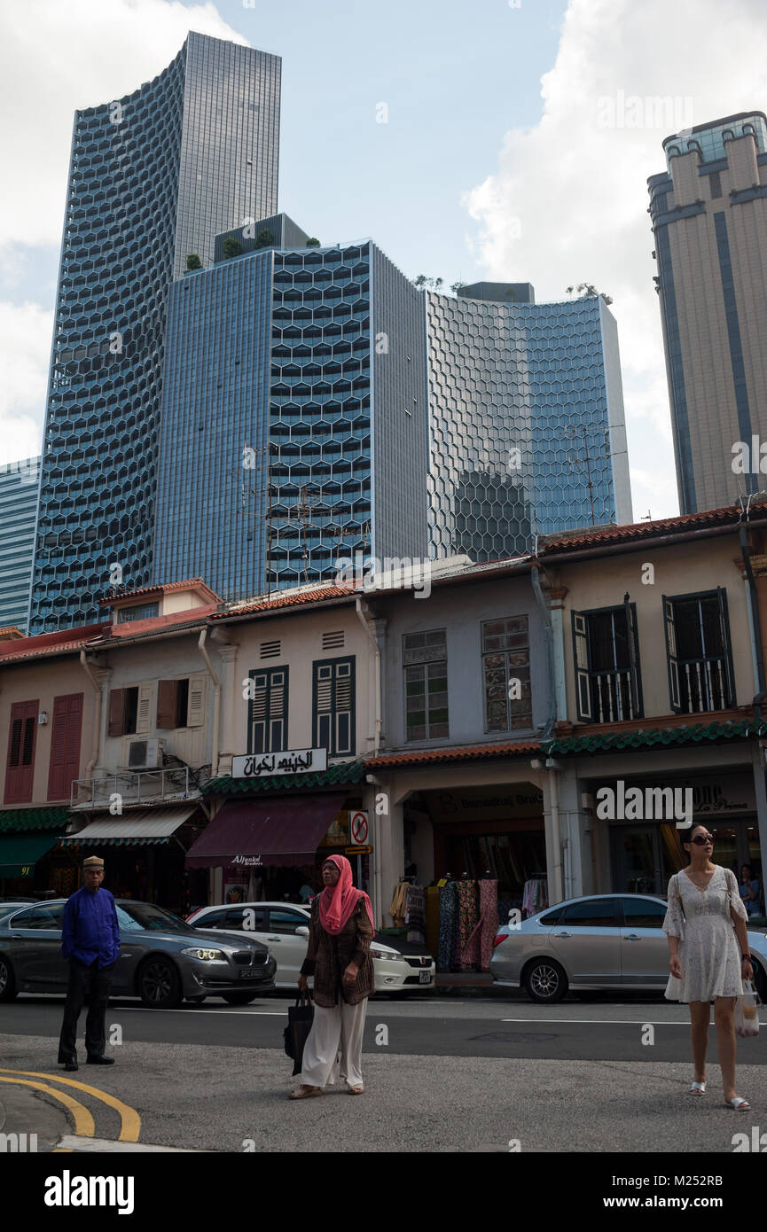 03.02.2018, Singapur, Republik Singapur, Asien - ein Blick auf die beiden DUO Türme, die von dem deutschen Architekten Ole Scheeren. Stockfoto