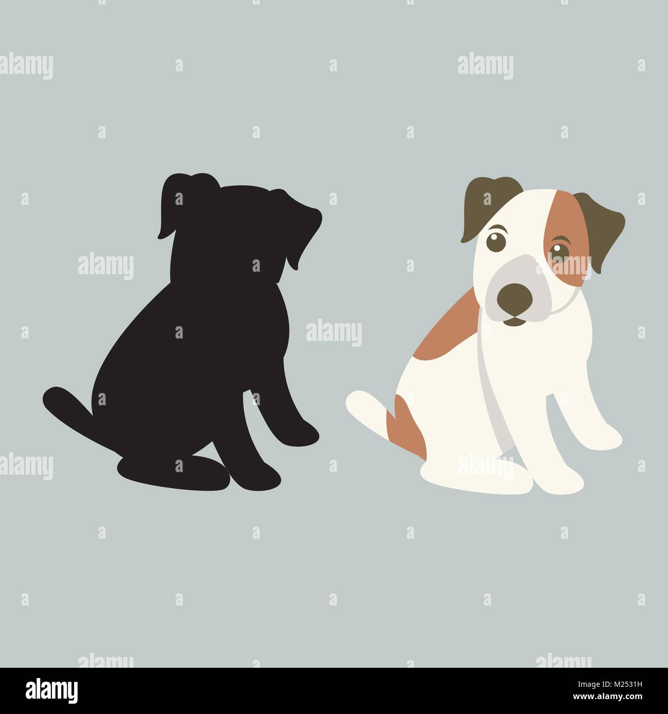 Hund cartoon Vektor-illustration Flat Style schwarze Silhouette Stock Vektor