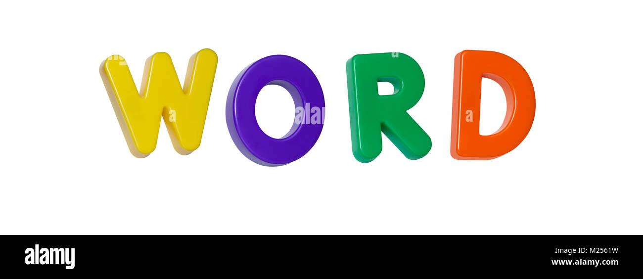 Das Wort "Wort" aus farbigem Kunststoff Buchstaben Stockfoto