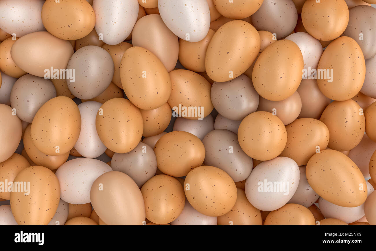 Viele verschiedene Ei 3D Rendering image Stockfoto