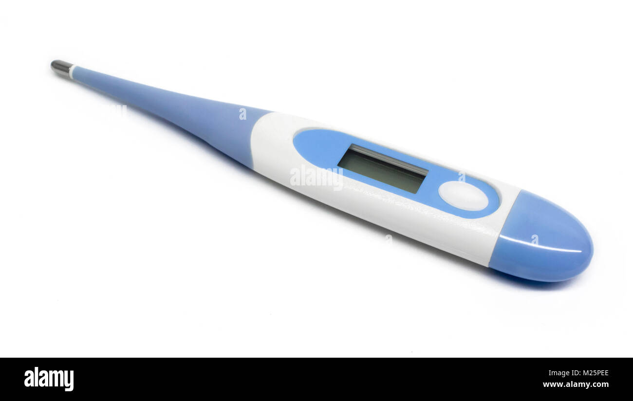 Digitale elektronische Thermometer isoliert auf weißem Stockfoto